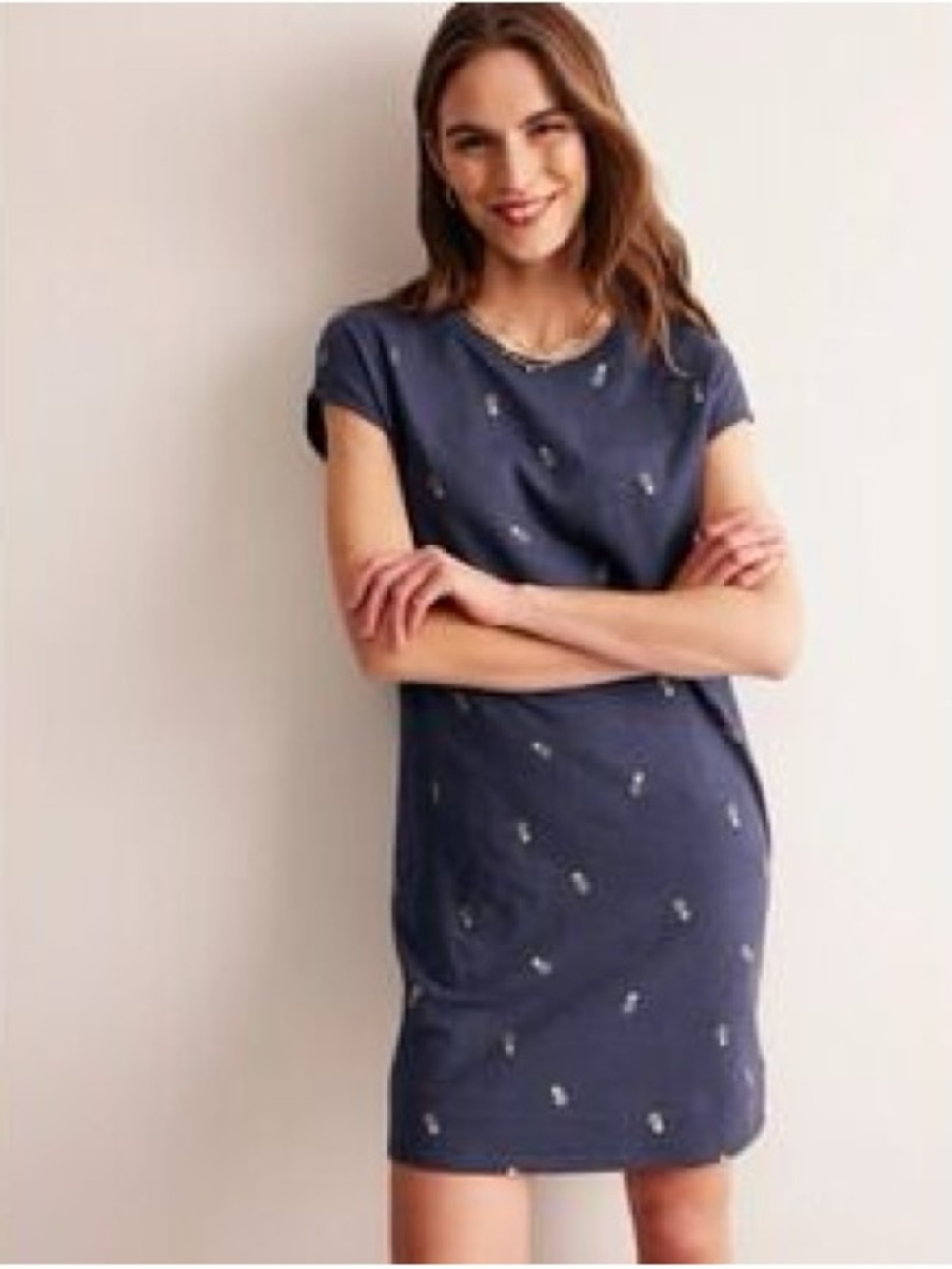 Boden navy blue 🍍 pineapple print shift dress